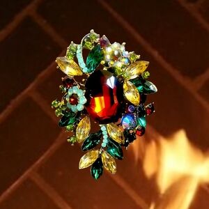 Multicolor Crystal Statement Brooch